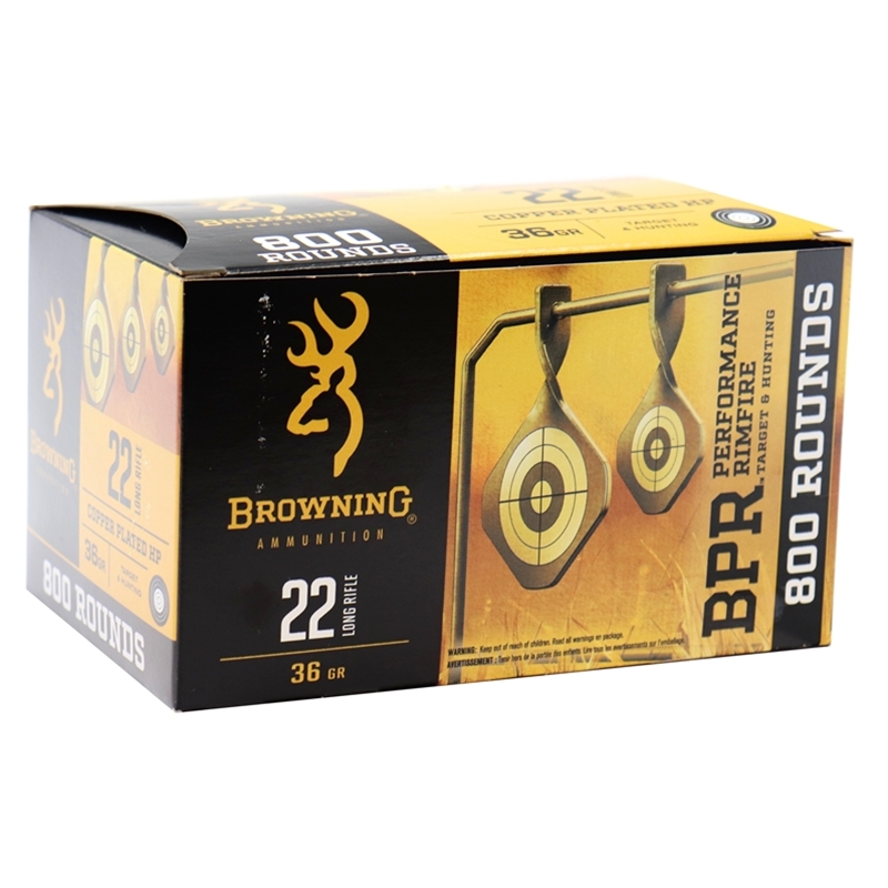 Browning BPR 22 Long Rifle Ammo 36 Grain Copper Plated Hollow Point 