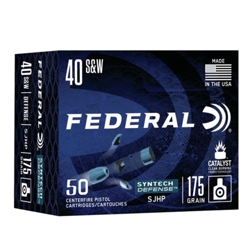 Federal Syntech Defense 40 S&W Ammo 175 Grain Segmented Jacketed Hollow Point - S40SJT2