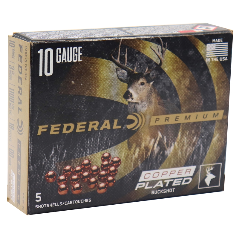 Federal Vital Shok 10 Gauge Ammo 3 1/2" Copper Plated 00 Buckshot 18 Pellets - P108F 00