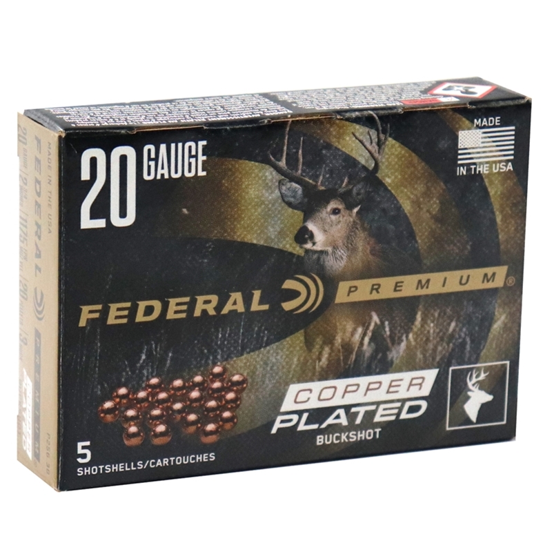 Federal Premium 20 Gauge Ammo 2-3/4" #3 Copper Plated Buckshot 20 Pellets - P256 3B