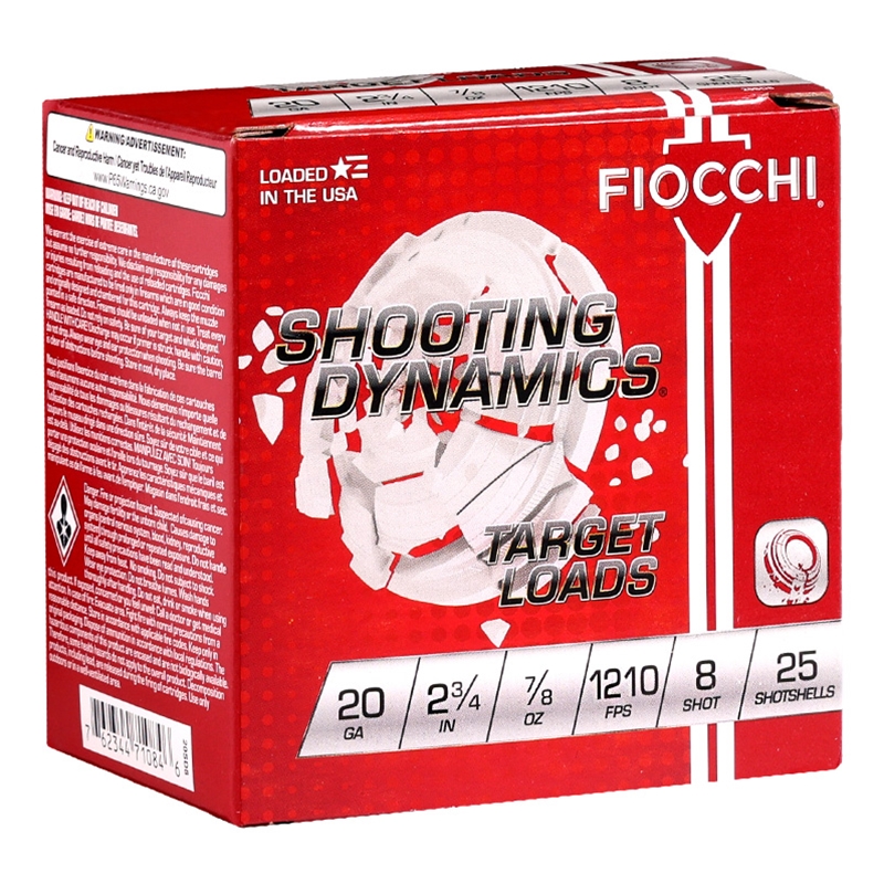 Fiocchi Shooting Dynamics 20 Gauge Ammo 2 3/4" 7/8 oz. #8 Lead Shot - 20SD8