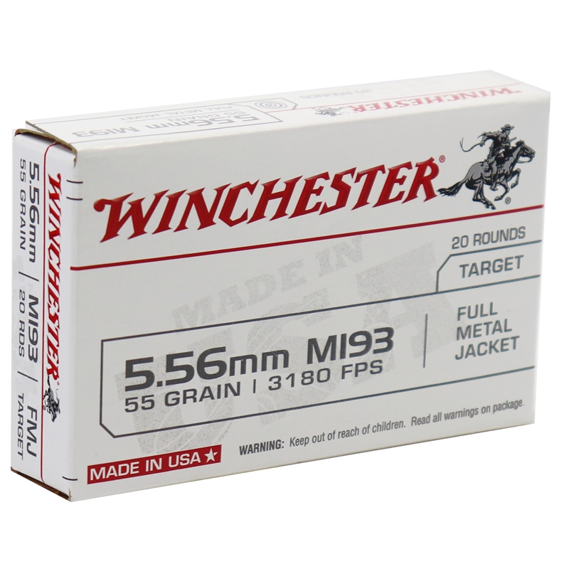 Winchester USA 5.56x45mm NATO M193 Ammo 55 Grain Full Metal Jacket - WM193K