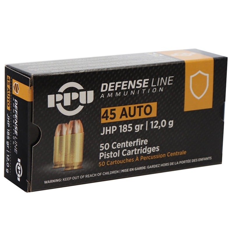 Prvi Partizan Defense Line 45 ACP Auto Ammo 185 Grain Jacketed Hollow Point - PPD45