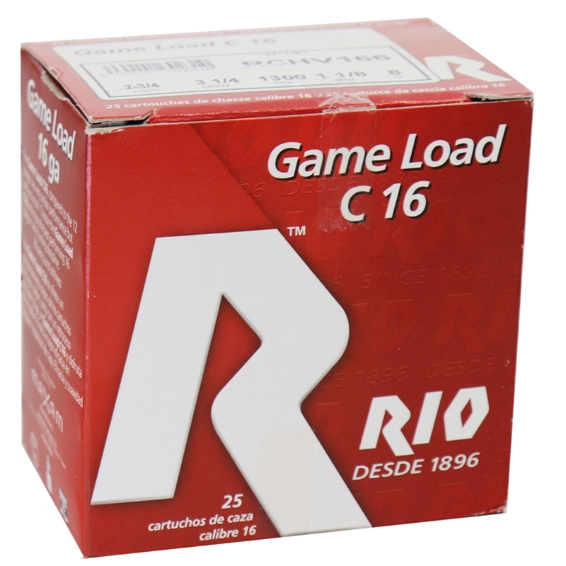 Rio Game 16 Gauge Ammo 2 3/4"1 1/8 oz #8 Shot 250 Round Case 