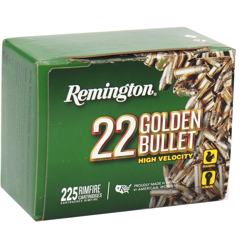 Remington Golden Bullet 22 Long Rifle Ammo 36 Grain High Velocity Copper Plated Hollow Point - 1622E
