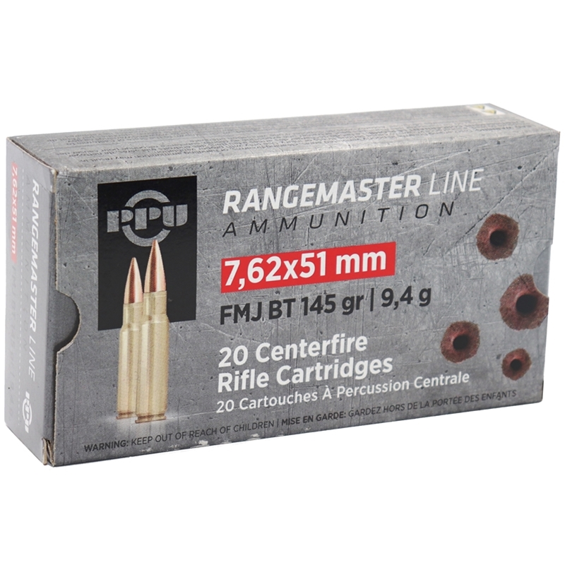 Prvi Partizan Rangemaster 7.62x51mm NATO Ammo 145 Grain Full Metal Jacket Boat Tail - PPRM762