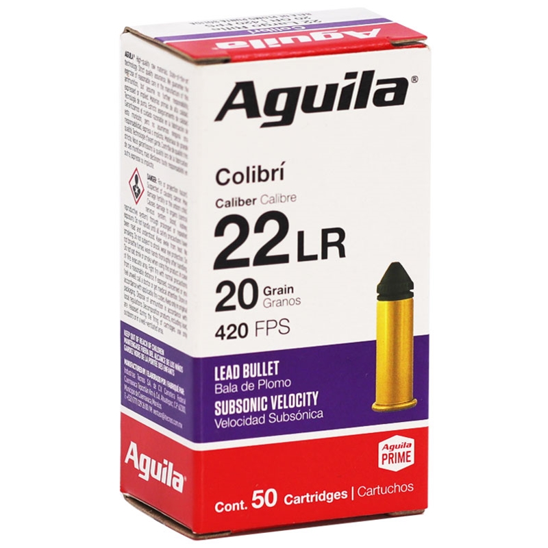 Aguila Colibri 22 Long Rifle Ammo 20 Grain Lead Round Nose - 1B220337