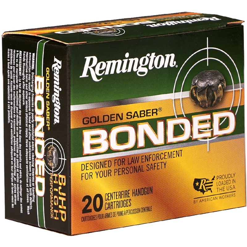 Remington Golden Saber Bonded 40 S&W Ammo 180 Grain Bonded Brass Jacketed Hollow Point – 29365