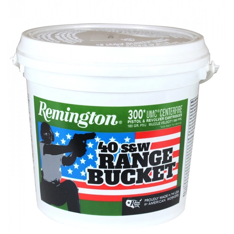 Remington UMC 40 S&W Ammo 180 Grain Full Metal Jacket 300 Round Bucket - L40SW3BC
