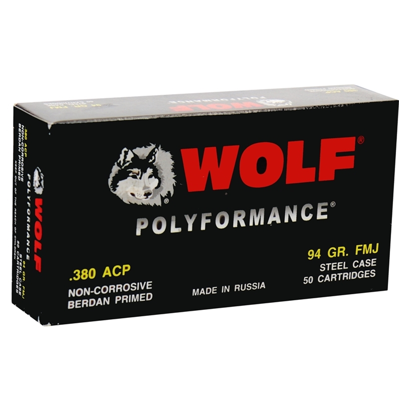 Wolf Polyformance .380 ACP Auto Ammo 94 Grain Full Metal Jacket - 917FMJ