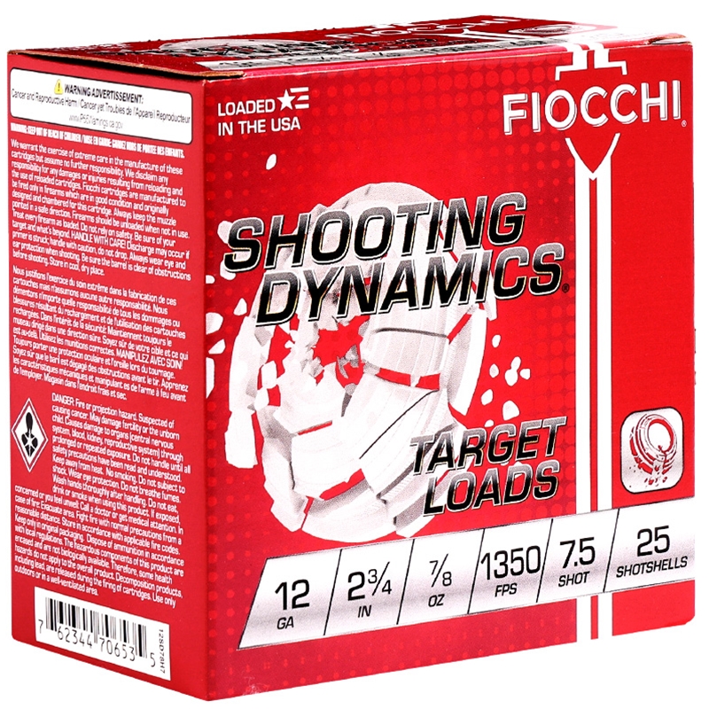 Fiocchi Shooting Dynamics 12 Gauge Ammo 2 3/4" 7/8 oz. Lead Shot - 12SD78H7