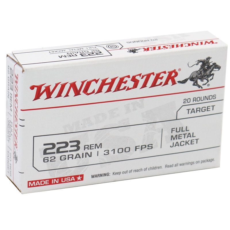 Winchester USA 223 Ammo 62 Grain Full Metal Jacket - W223FMJ62