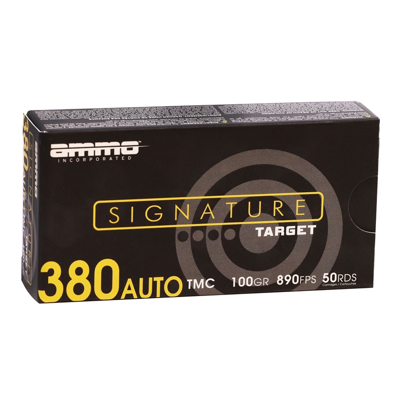 Ammo Inc Signature 380 ACP Auto Ammo 100 Grain Total Metal Jacket - 380100TMC-A50