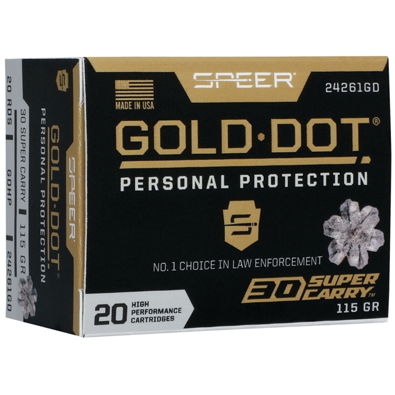 Speer Gold Dot 30 Super Carry Ammo 115 Grain Gold Dot Hollow Point - 24261GD