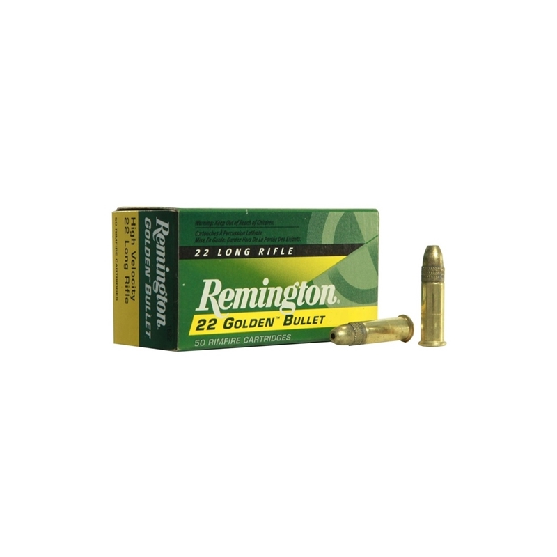 Remington Golden Bullet 22 Long Rifle Ammo 40 Grain Plated Lead Round Nose - 1522