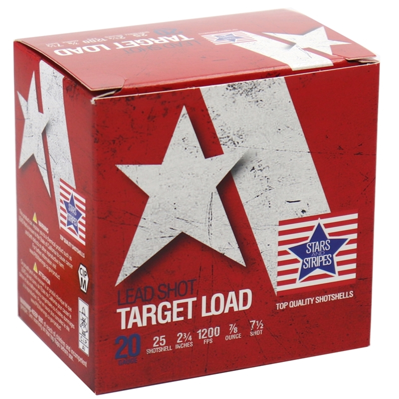 Stars and Stripes Target Load 20 Gauge Ammo 2-3/4" 7/8 oz #7.5 Shot - CT82475