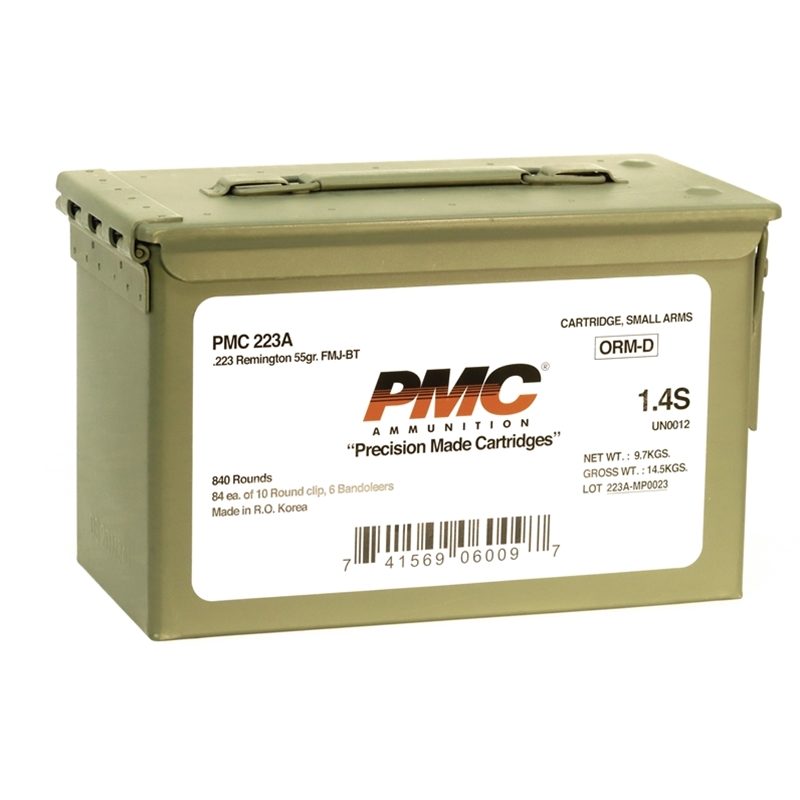 PMC Bronze 223 Ammo 55 Grain Full Metal Jacket Boat Tail - PMC223ASC