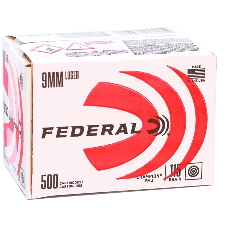 Federal Training 9mm Ammo 115 Grain Full Metal Jacket 1000 Case - C9115A500
