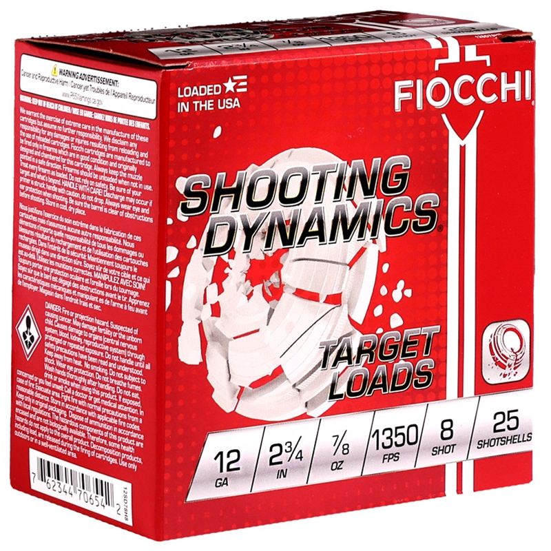 Fiocchi Shooting Dynamics 12 Gauge Ammo 2 3/4" 7/8 oz #8 Lead Shot - 12SD78H8
