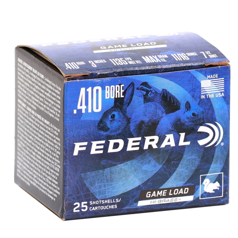 Federal Game Load Upland 410 Gauge Ammo 3” 11/16oz #7.5 Lead Shot Hi Brass - H413 7.5
