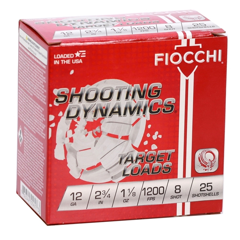 Fiocchi Shooting Dynamics 12 Gauge Ammo 2-3/4" 1 1/8oz. #8 Lead Shot 250 Rounds