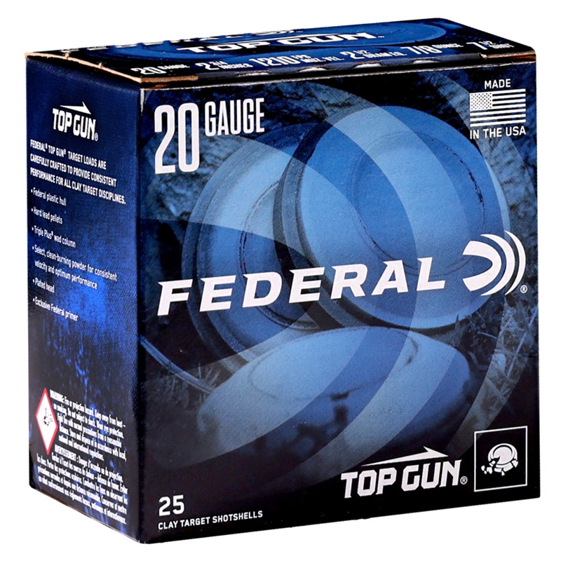 Federal Top Gun 20 Gauge Ammo 2 3/4" 7/8oz #7.5 Shot Target Load 250 Rounds