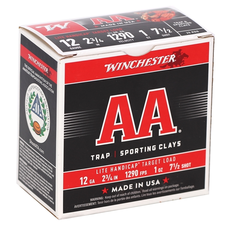 Winchester AA Super-Handicap 12 Gauge Ammo 2 3/4" 1 oz #7.5 Lead Shot 350 Pellets - AAHLA127