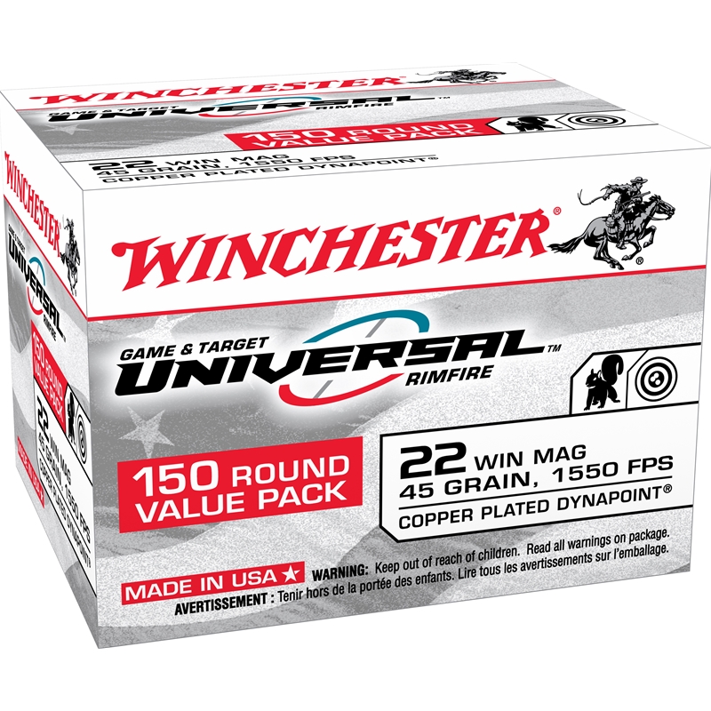 Winchester Universal 22 Winchester Magnum Ammo 45 Grain Lead Hollow Point