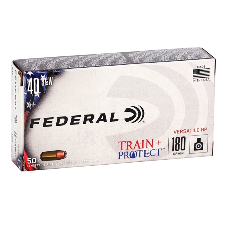 Federal Train + Protect 40 S&W Ammo 180 Grain Versatile Hollow Point - TP40VHP1
