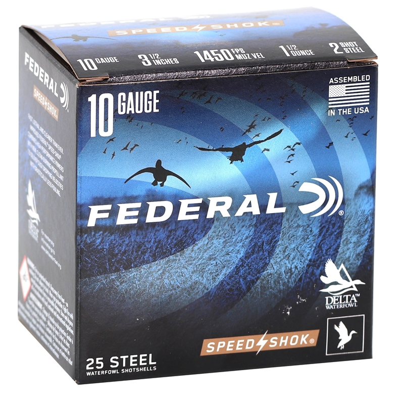 Federal Speed Shok Waterfowl 10 Gauge Ammo 3 1/2" 1-1/2 oz #2 Steel Shot 250 Rounds