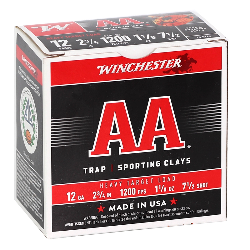 Winchester Trap and Sporting AA 12 Gauge Ammo 2-3/4" 1-1/8 oz. #7.5 Shot 250 Round Case - AAM127