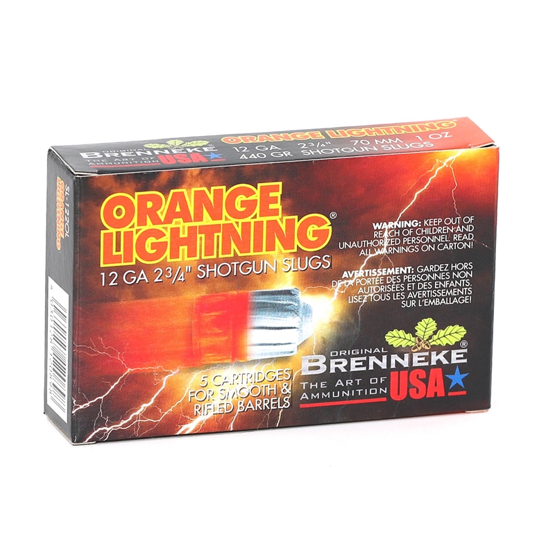 Brenneke USA Orange Lightning 12 Gauge Ammo 2 3/4" 1 oz Shotgun Slug - SL-122OL