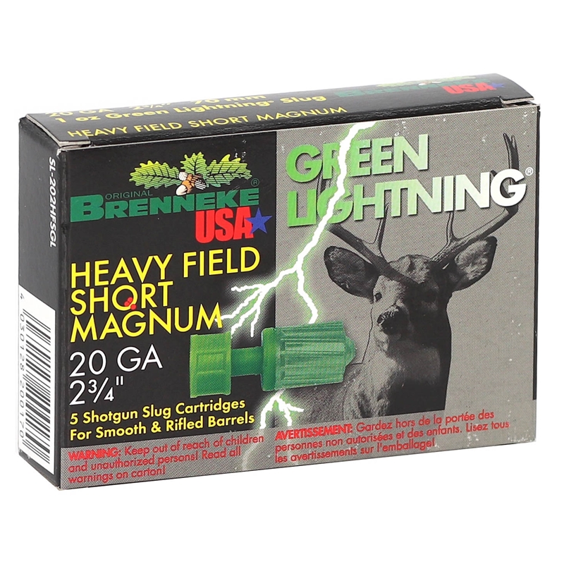Brenneke USA Green Lightning 20 Gauge Ammo 2 3/4" 1 oz Slug - SL-202HFSGL