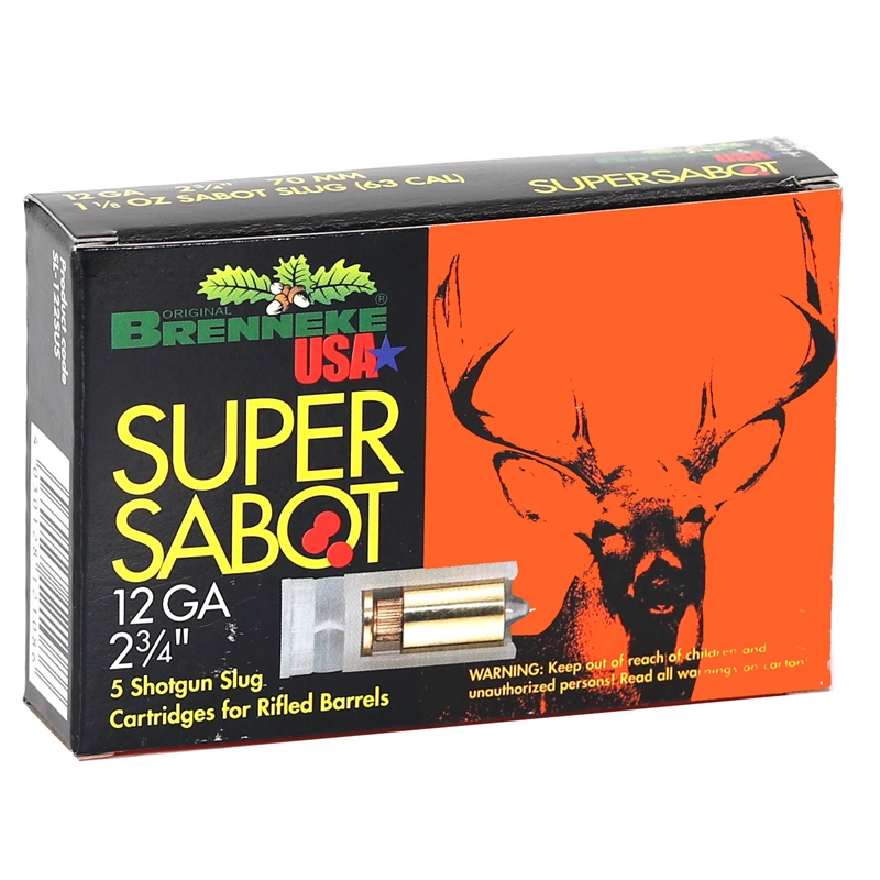 Brenneke USA SuperSabot 12 Gauge Ammo 2 3/4” 1-1/8 oz Sabot Slug - SL-122SUS