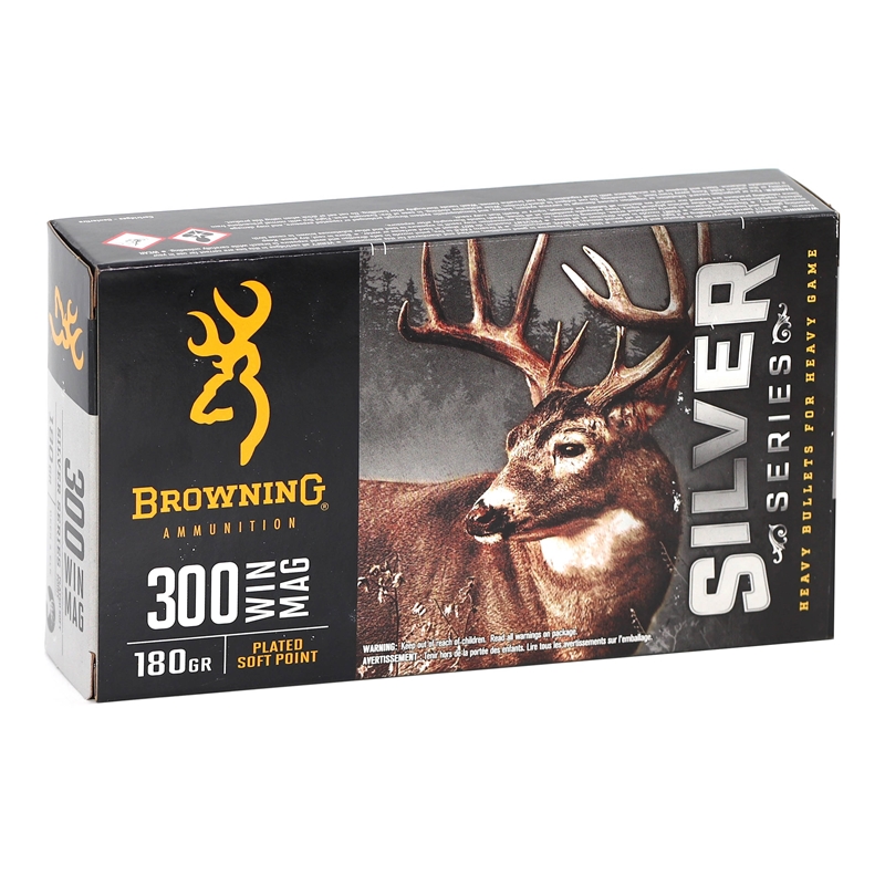 Browning Silver Series 300 Winchester Magnum Ammo 180 Grain Plated Soft Point - B192603001