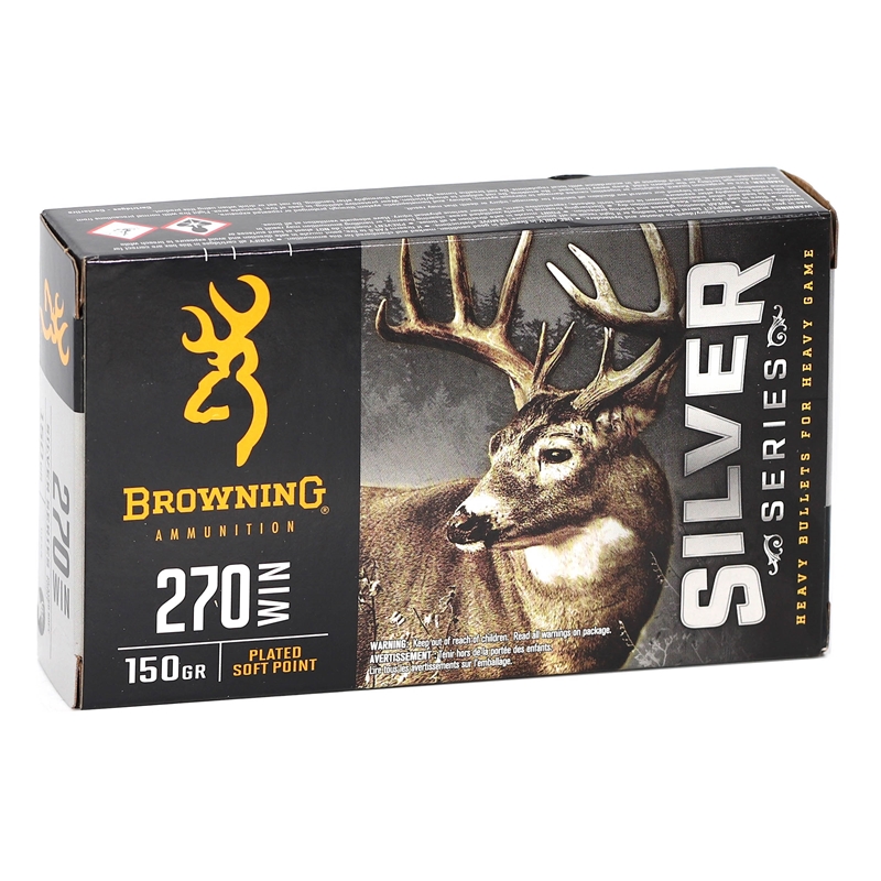 Browning Silver Series 270 Winchester Ammo 150 Grain Plated Soft Point - B192602701