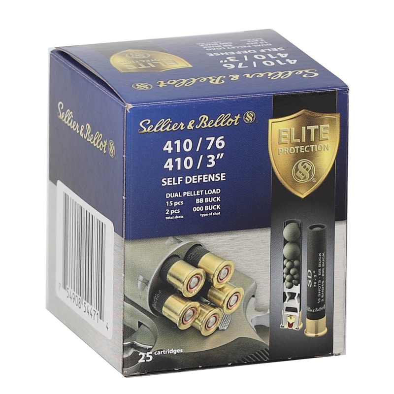 Sellier & Bellot 410 Bore Ammo 3” 11/16 oz 15 Pellet 000 Buck BB Shot - SB410SDB