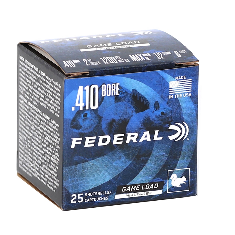 Federal Game Load Hi-Brass 410 Bore Ammo 2 1/2" 1/2 oz. #6 Lead Shot - H412 6