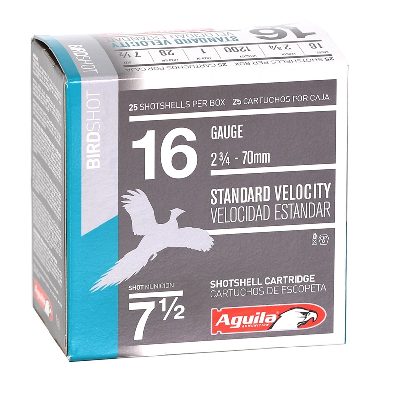 Aguila Field 16 Gauge Ammo 2-3/4" 1oz. #7.5 Lead Shot - 1CHB1617