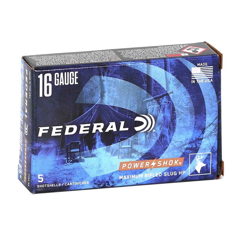 Federal Power-Shok 16 Gauge Ammo 350 Grain 2 3/4" 4/5 oz Rifled Slug - F164 RS