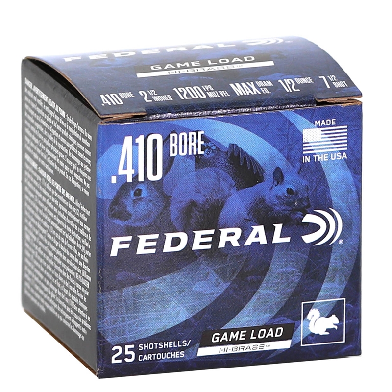Federal Game Load Upland 410 Gauge Ammo 2 1/2" 1/2oz #7.5 Lead Shot Hi Brass - H412 7.5