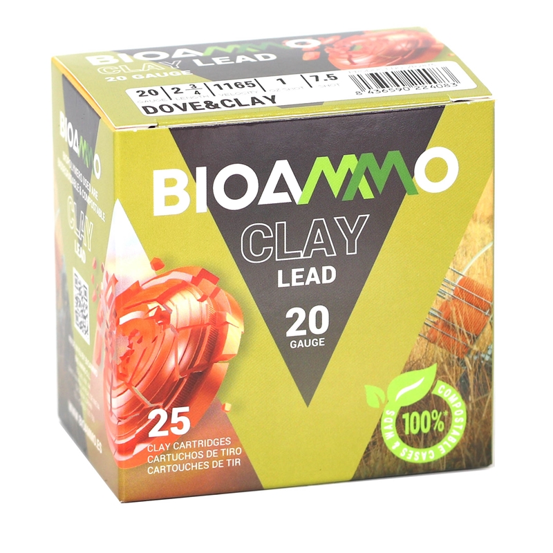 BioAmmo Clay 20 Gauge Ammo 2-3/4” 1 oz #7.5 Lead Shot - ZR2R2875
