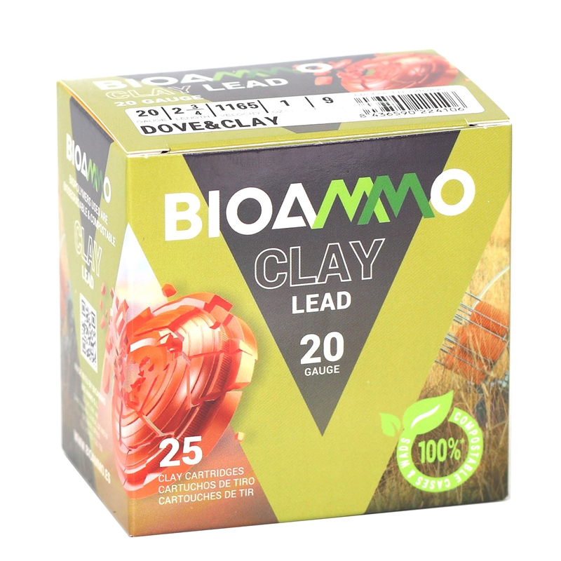 BioAmmo Clay 20 Gauge Ammo 2-3/4” 1 oz #9 Lead Shot - ZR890