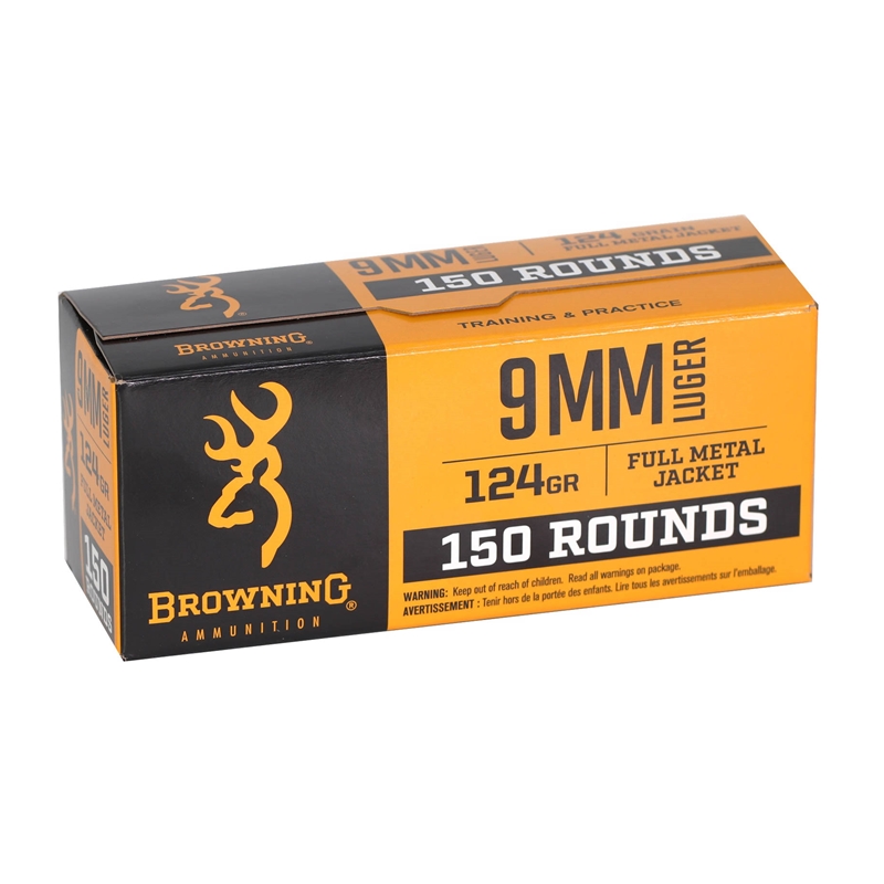 Browning 9mm Ammo 124 Grain Full Metal Jacket Box of 150 Rounds - 191800095