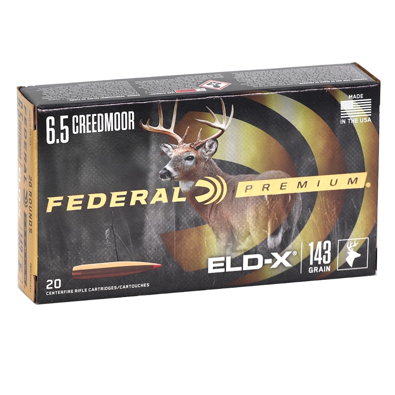 Federal Premium 6.5 Creedmoor Ammo 143 Grain ELD-X Polymer Tip - P65CRDELDX1