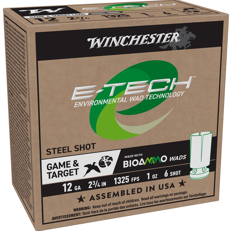 Winchester E-Tech 12 Gauge Ammo 2 3/4" 1 oz #6 Steel Shot - WCL12S6