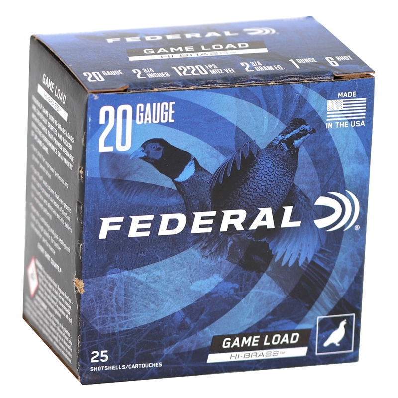 Federal Game Load HB 20 Gauge Ammo 2-3/4" 1oz #6 Shot 250 Rounds 