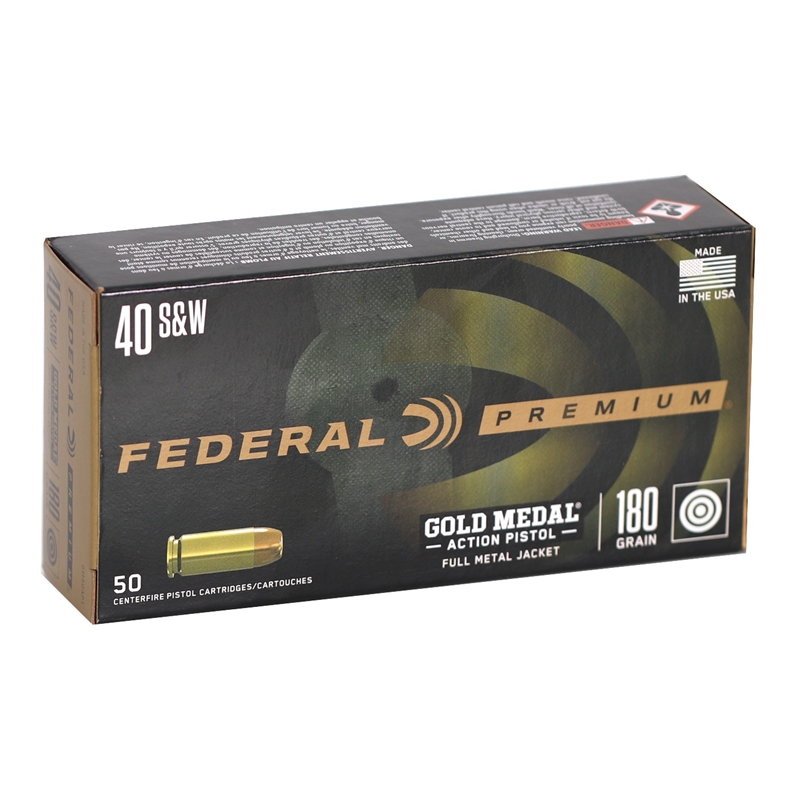 Federal Gold Medal Action Pistol 40 S&W Ammo 180 Grain Full Metal Jacket - GM40AP1
