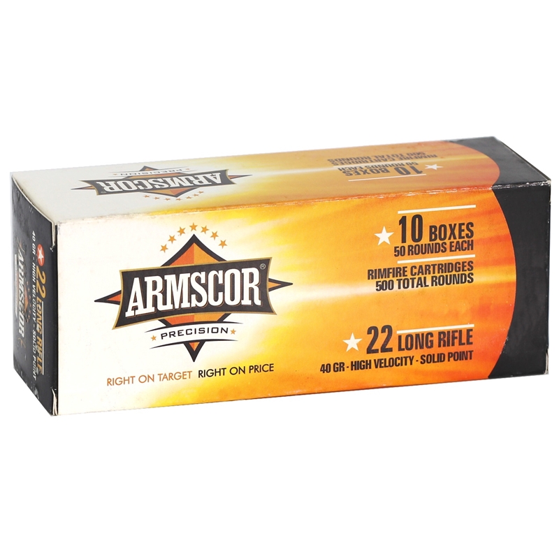 Armscor Precision 22 Long Rifle Ammo 40 Grain High Velocity Solid Point - 50439