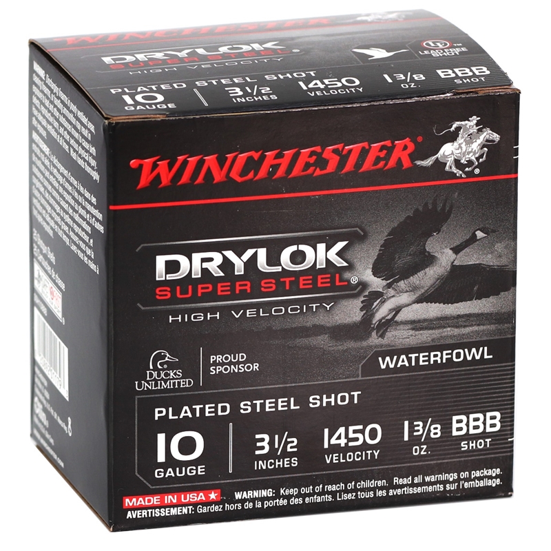 Winchester Drylock  10 Gauge Ammo 3.5" 1-3/8oz BBB Steel Shot - SSH10BBB  